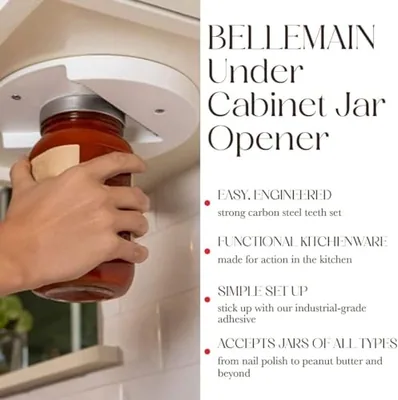 2-Pack Jar Opener for Under Cabinet, Easy Grip Design, Silver